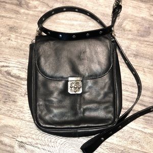 Women Black Leather Biker Fanny Pack Thigh Bag
